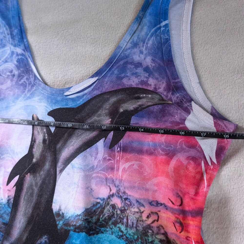 Y2K Dolphin Graphic Tank Top Women's Large Blue - Picture 6 of 7